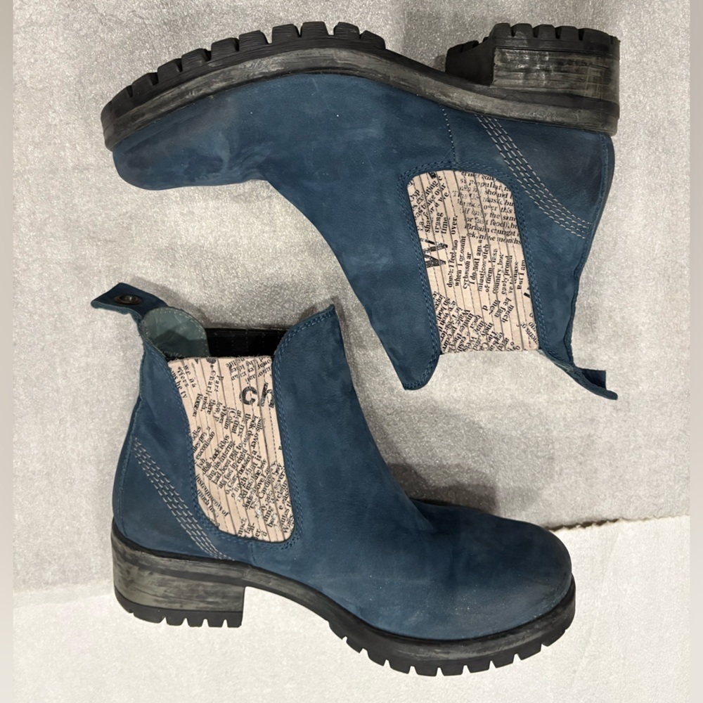 [38/7-7-5]Bueno Lavorazione Artigiana Blue Chelsea Ankle Boots - Picture 2 of 7